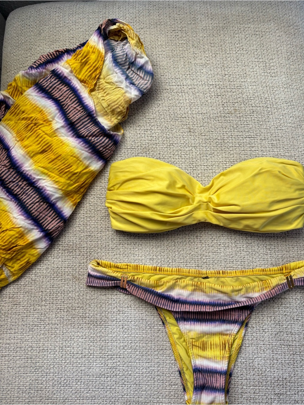 Vix Yellow Tie-Dye Bikini Set with Cover Up